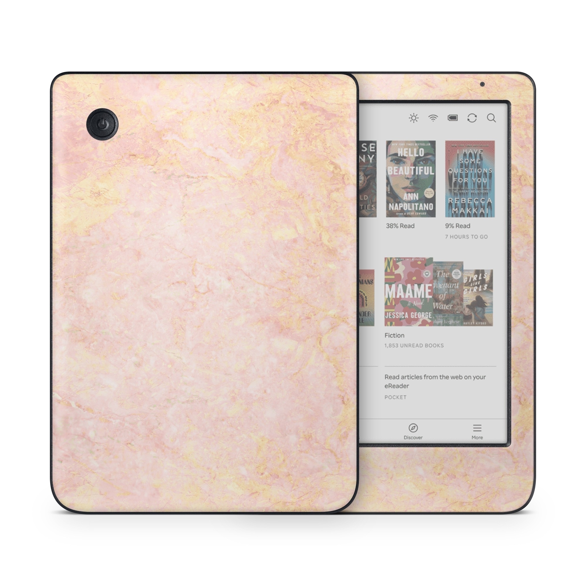 Kobo Clara Colour Skin design of Pink, Peach, Wallpaper, Pattern, with pink, yellow, orange colors
