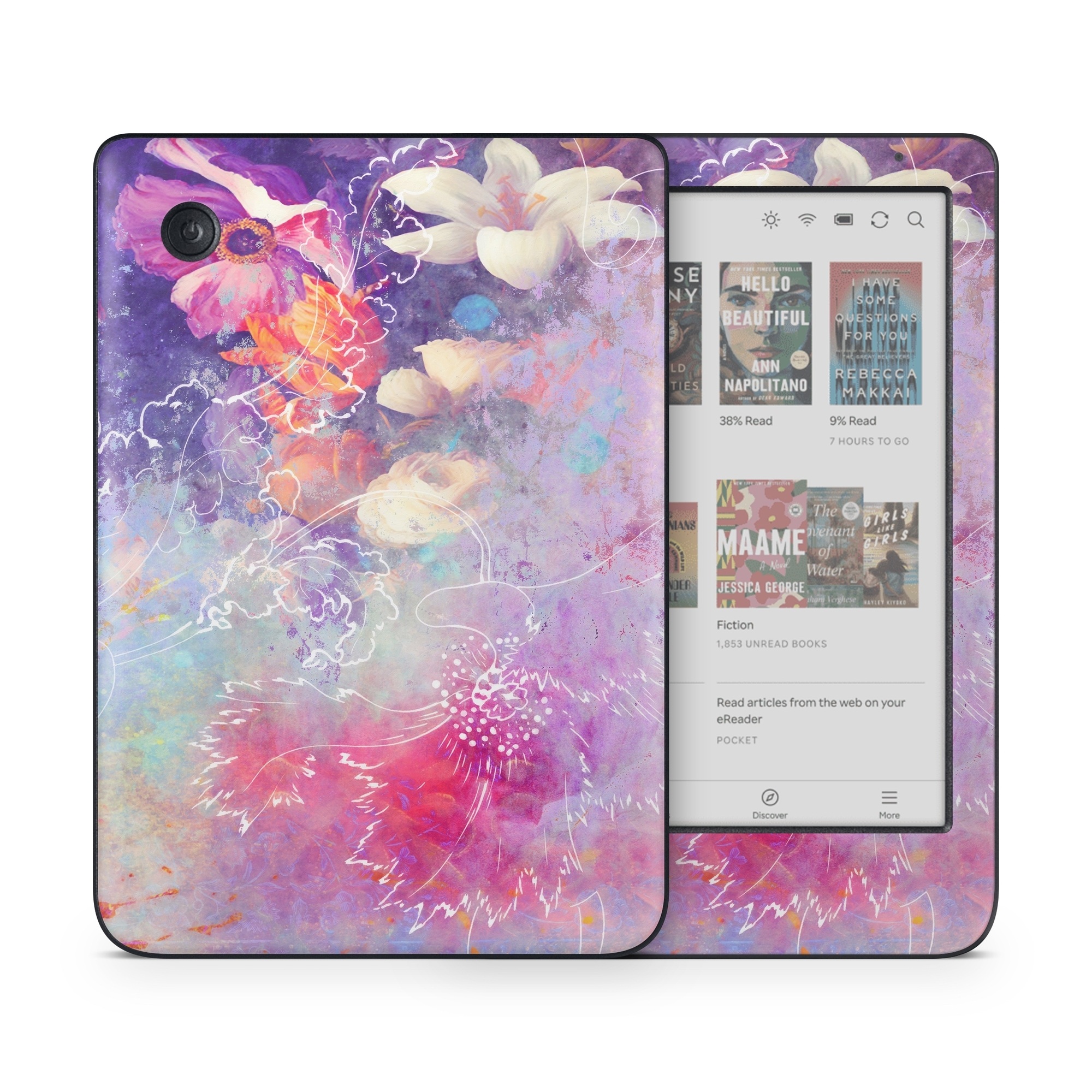 Kobo Clara Colour Skin design of Purple, Violet, Pink, Graphic design, Illustration, Sky, Art, Design, Watercolor paint, Graphics, with purple, white, red, orange, blue colors