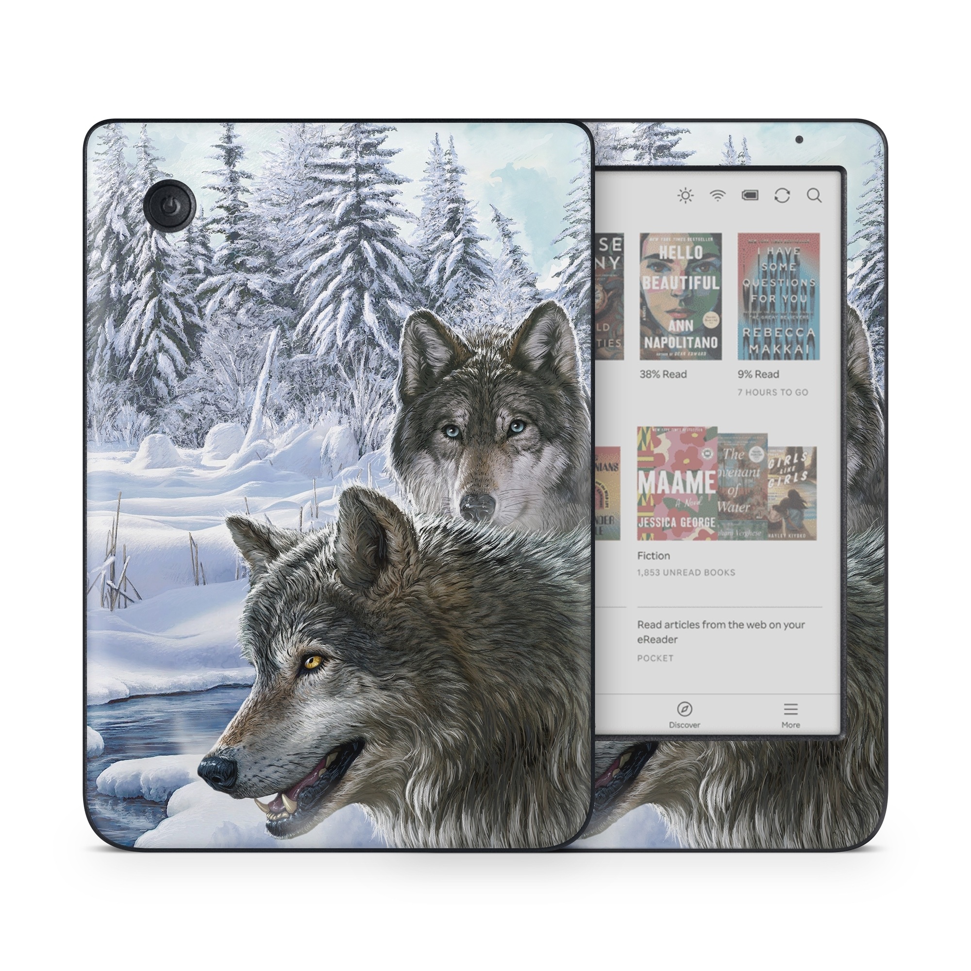Kobo Clara Colour Skin design of Mammal, Vertebrate, Wolf, Canidae, canis lupus tundrarum, Canis, Wildlife, Carnivore, Wolfdog, Dog, with gray, black, blue, purple colors