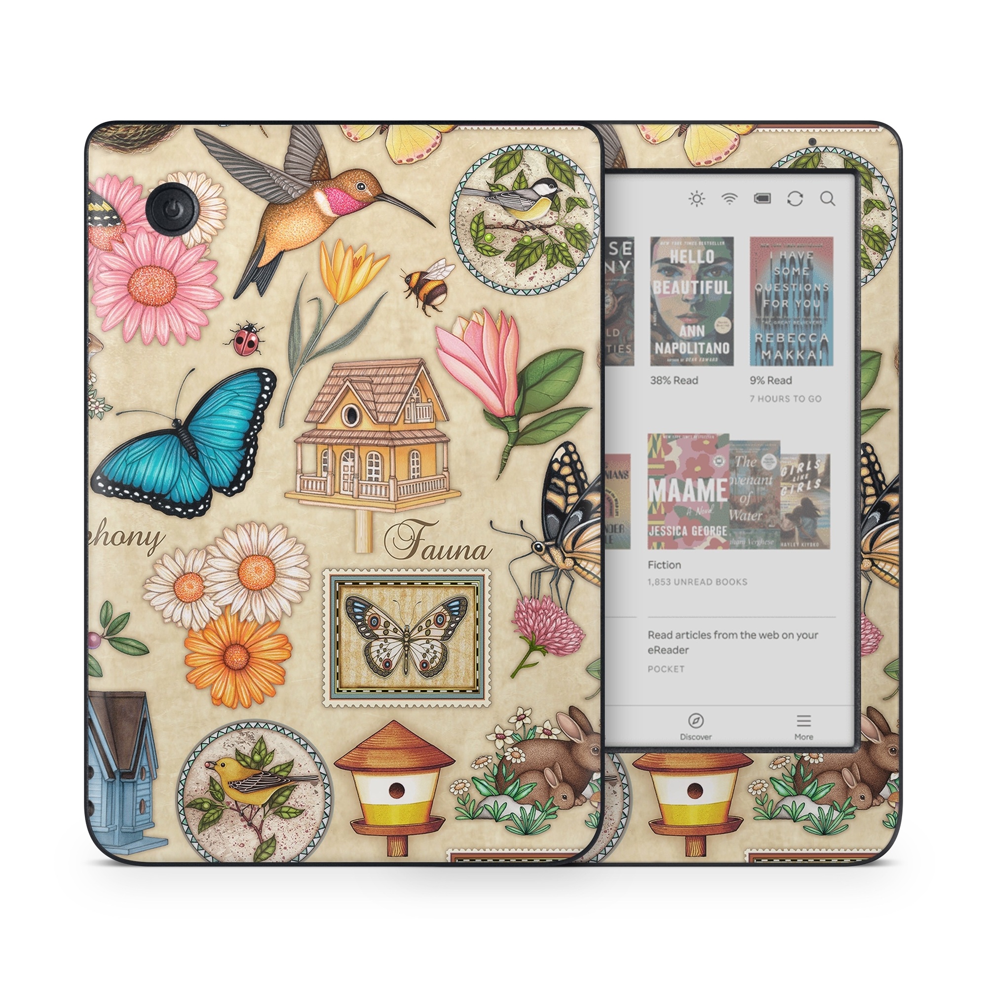 Kobo Clara Colour Skin design of Butterfly, Insect, Moths and butterflies, Cynthia (subgenus), Pollinator, Brush-footed butterfly, Organism, Invertebrate, Lepidopterist, Clip art, with gray, green, black, red, blue colors