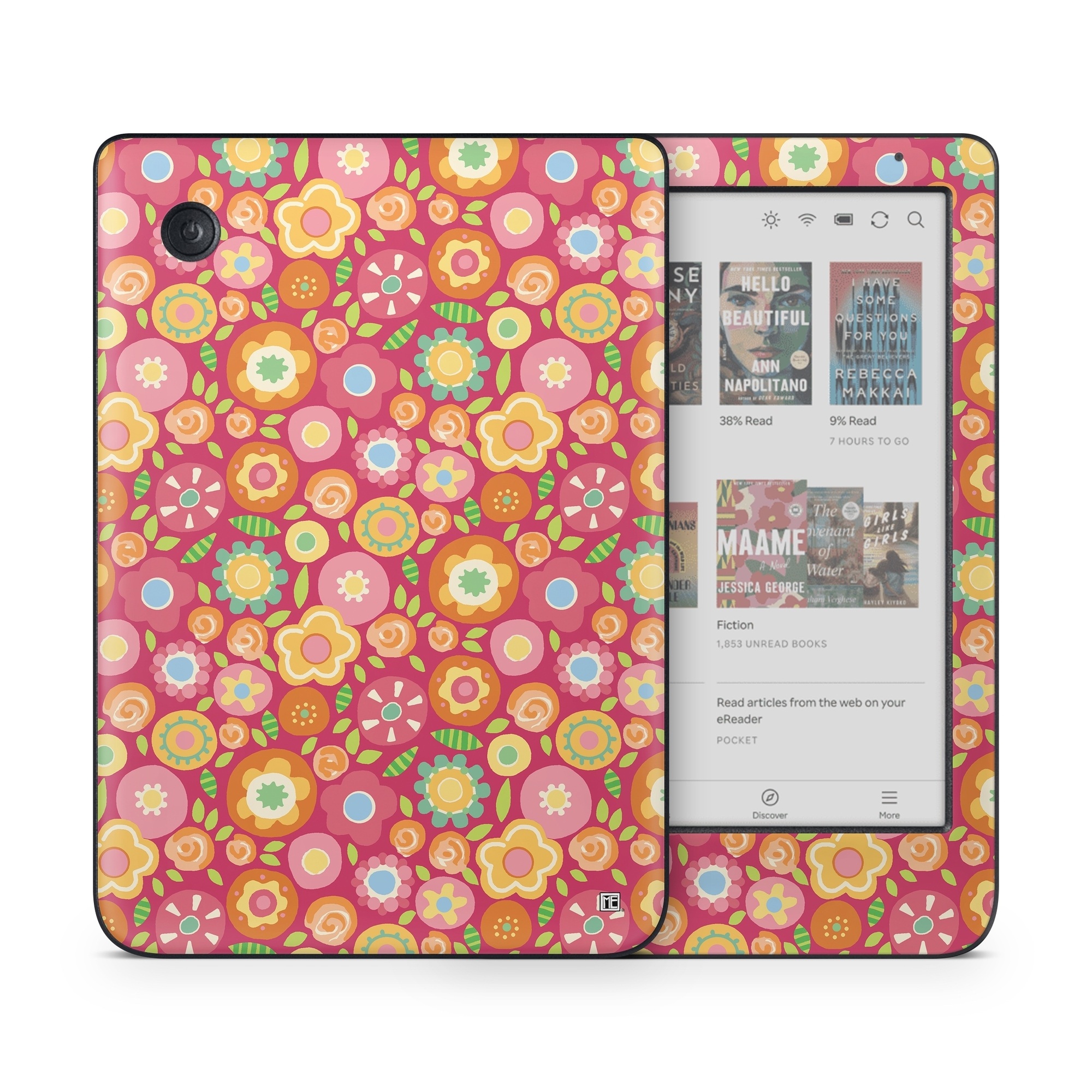 Kobo Clara Colour Skin design of Orange, Pattern, Design, Circle, with red, pink, green, gray, orange, purple colors