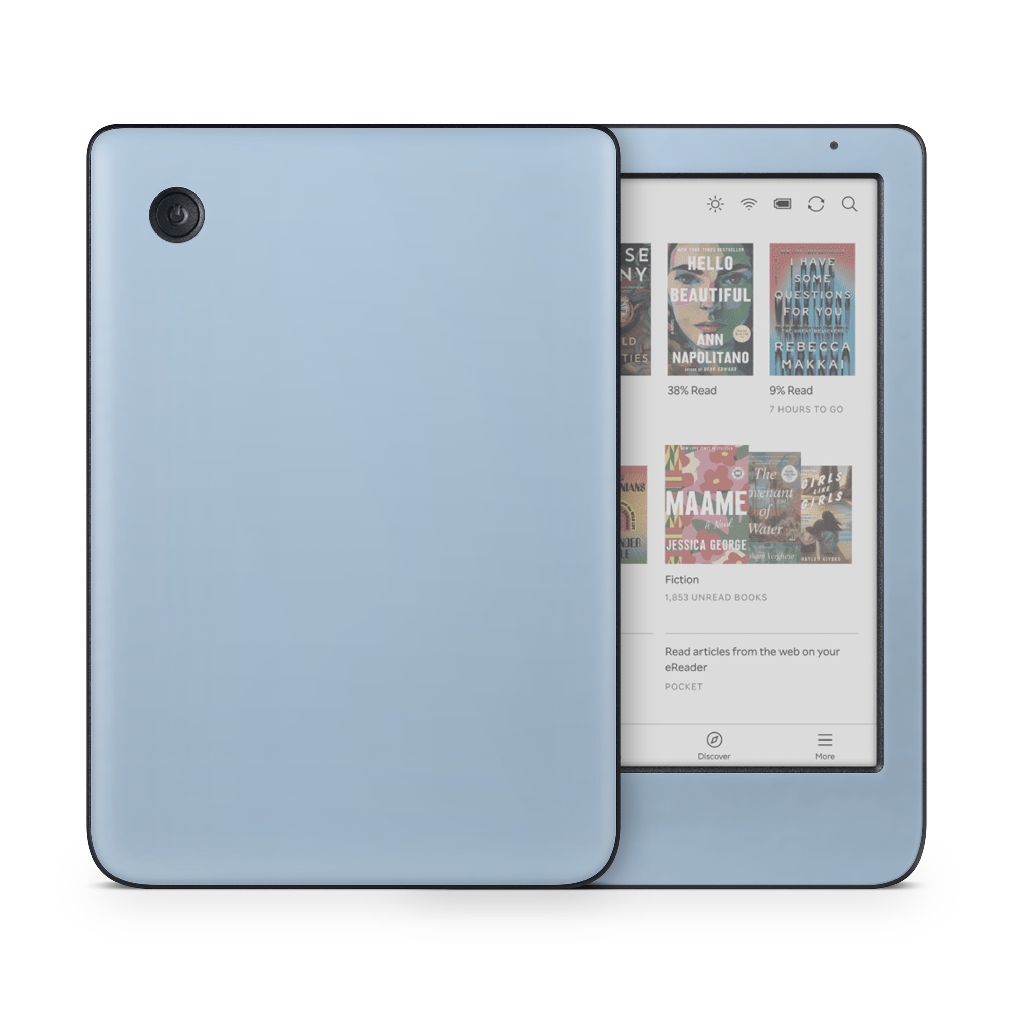 Kobo Clara Colour Skin design of Electric blue, Pattern, Font, Cumulus, Event, Sky, Circle, Magenta, Rectangle, Logo, with blue, gray colors