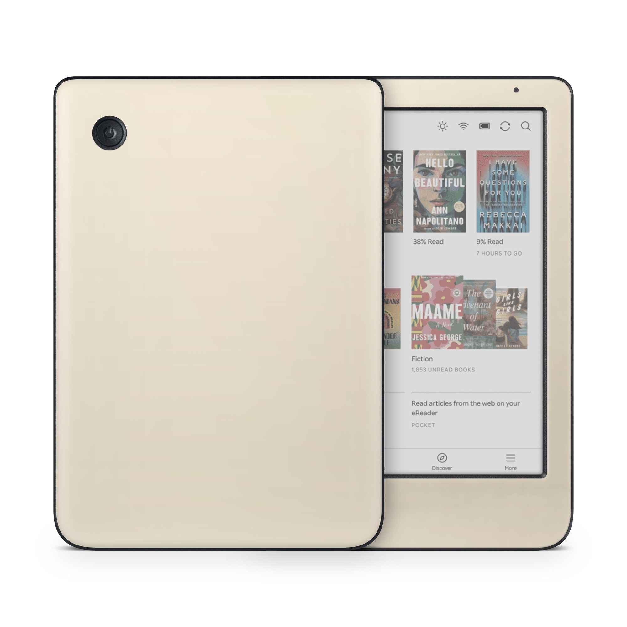 Kobo Clara Colour Skin design of Brown, Beige, Pattern, Font, Peach, Event, Rectangle, Circle, Brand, with yellow colors