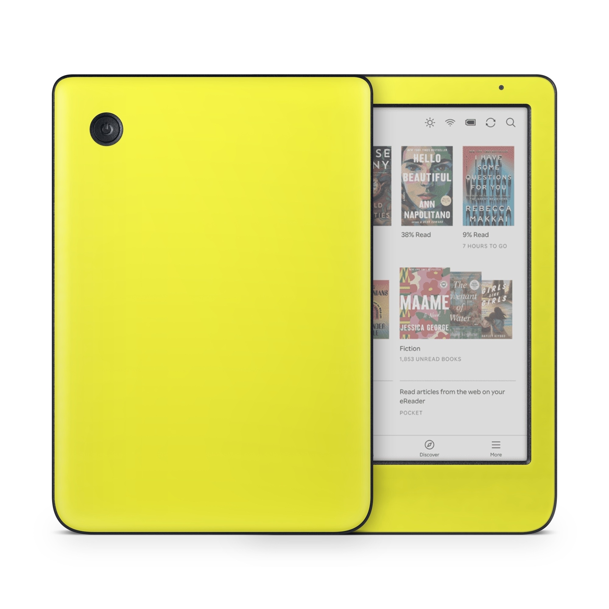 Kobo Clara Colour Skin design of Yellow, Font, Electric blue, Peach, Pattern, Magenta, with yellow colors