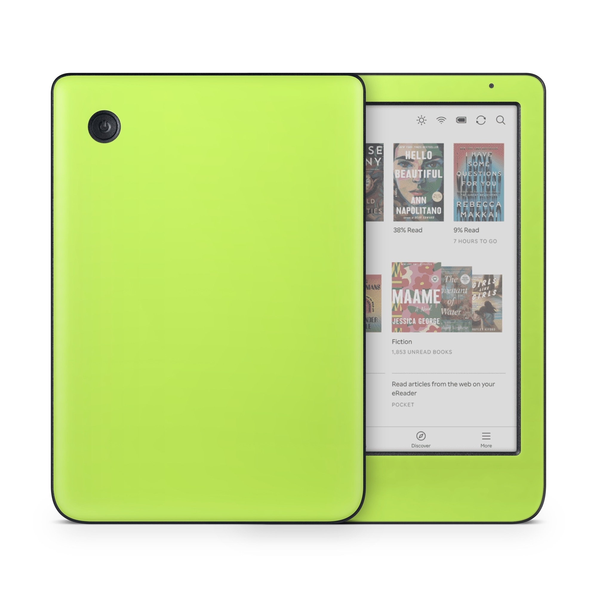Kobo Clara Colour Skin design of Green, Yellow, Text, Leaf, Font, Grass, with green colors