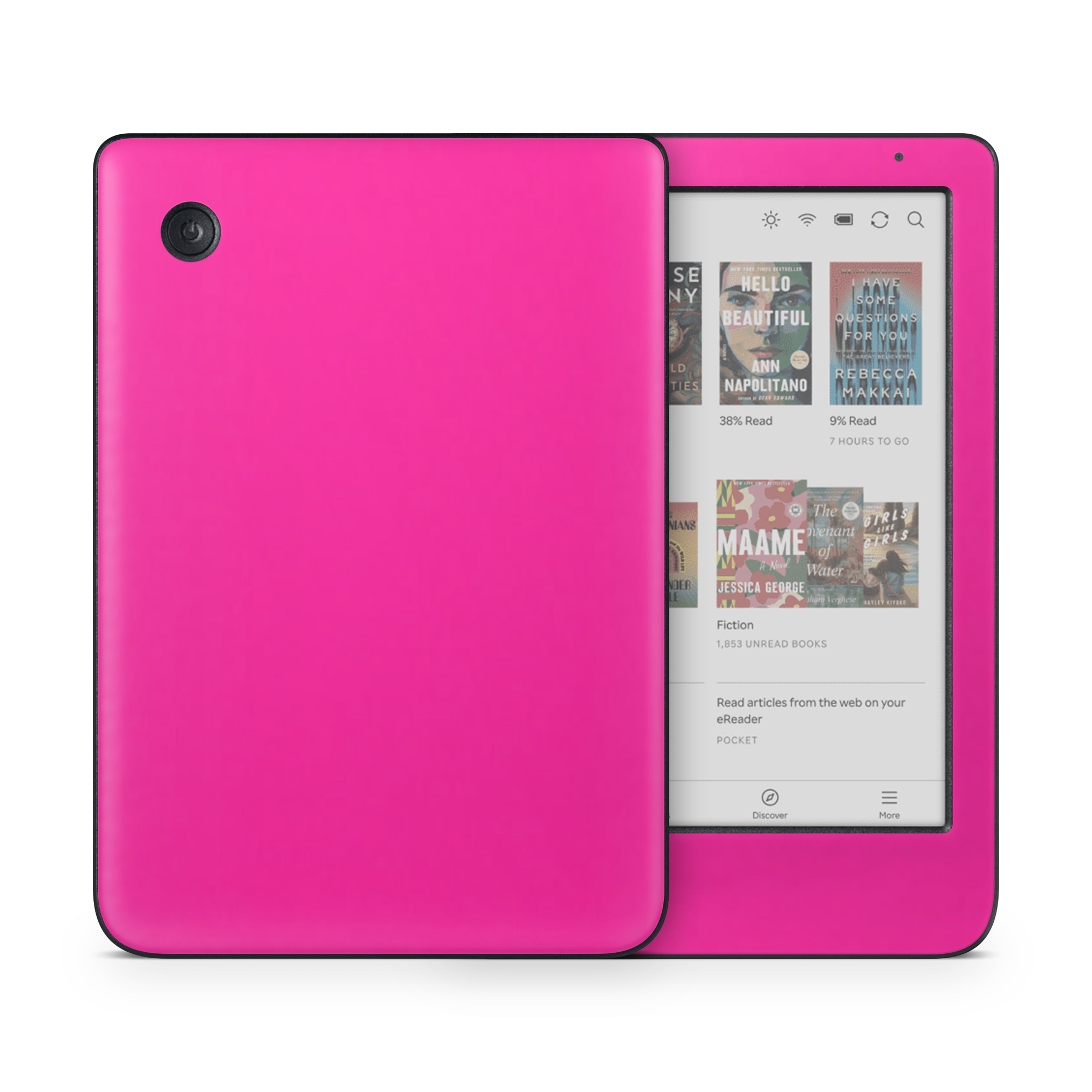 Kobo Clara Colour Skin design of Purple, Violet, Pink, Magenta, Pattern, Electric blue, Font, Tints and shades, Carmine, Peach, with pink colors