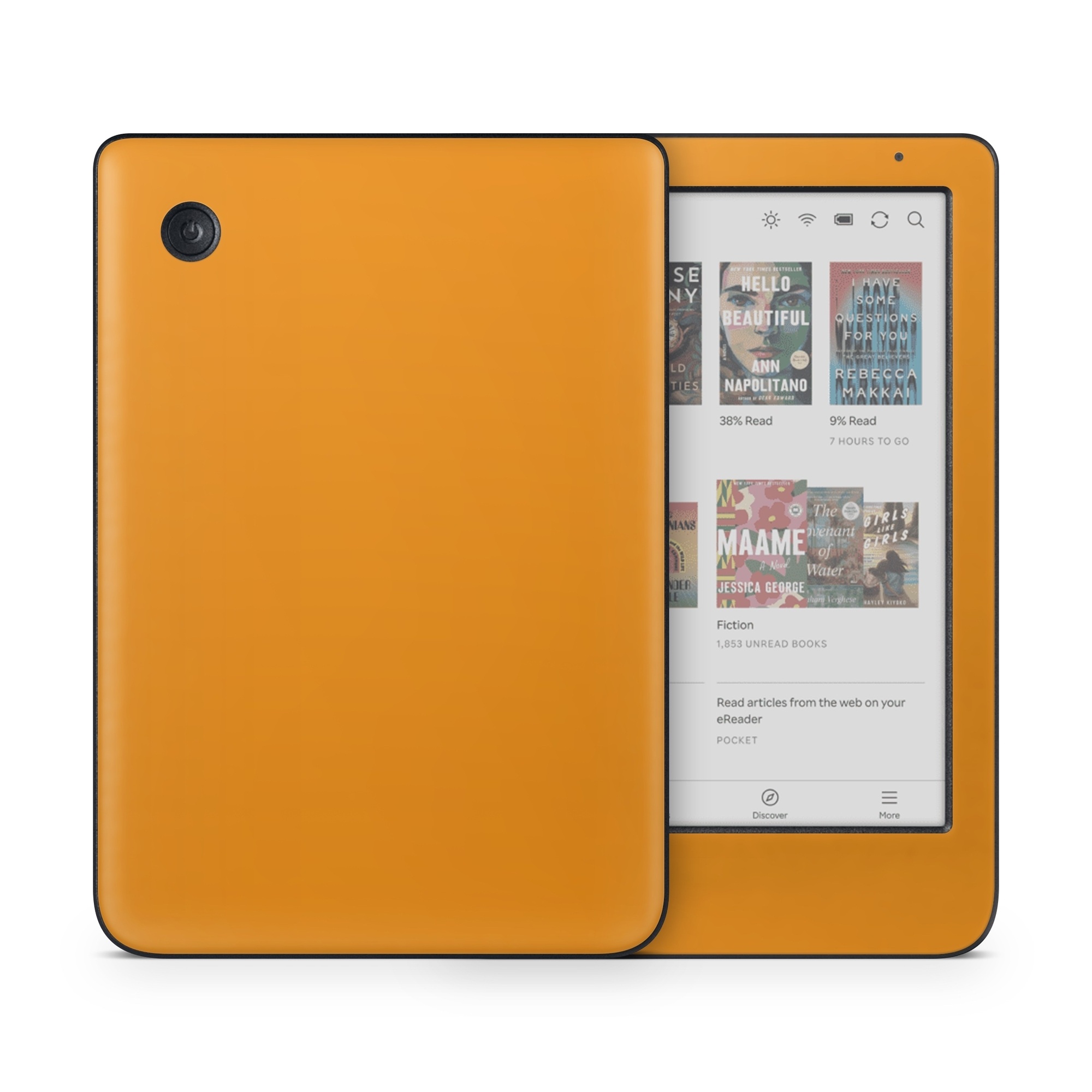 Kobo Clara Colour Skin design of Orange, Yellow, Brown, Text, Amber, Font, Peach, with orange colors