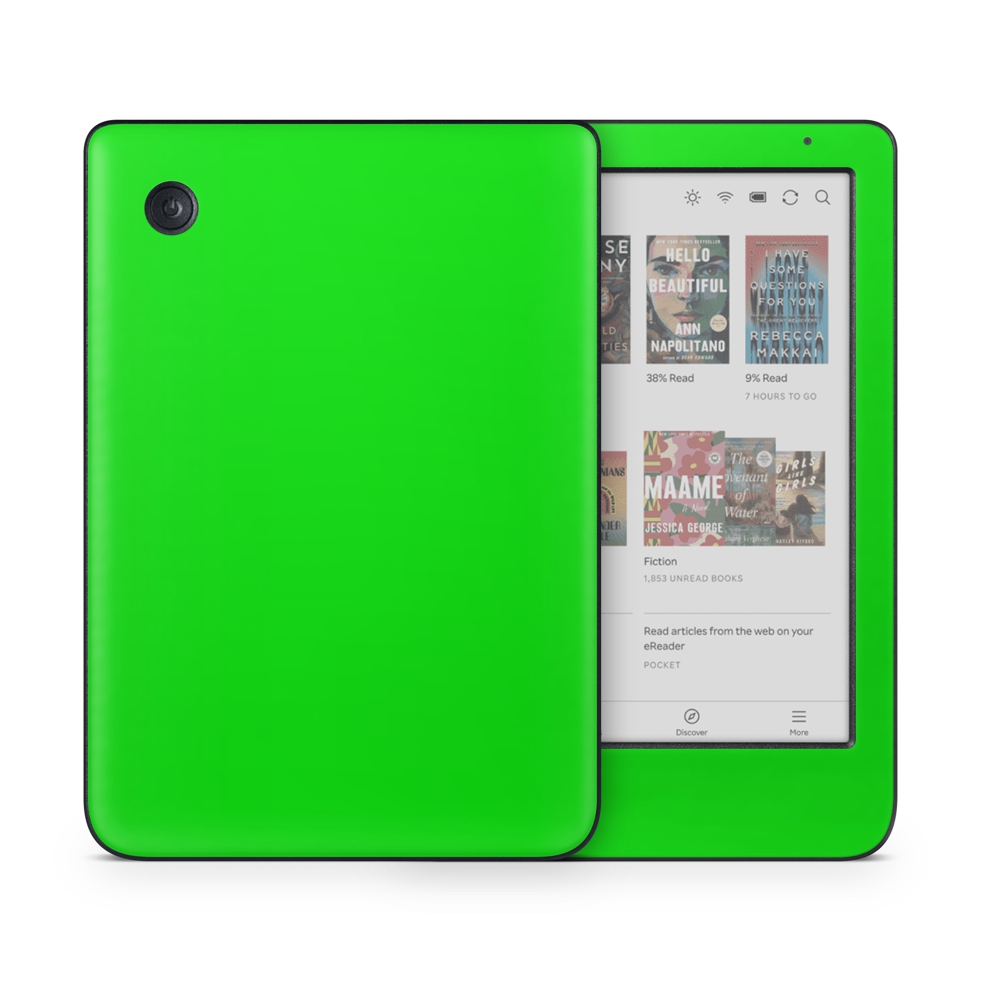 Kobo Clara Colour Skin design of Green, Rectangle, Baize, Table, Font, Electric blue, Pattern, Symmetry, Magenta, Circle, with green colors