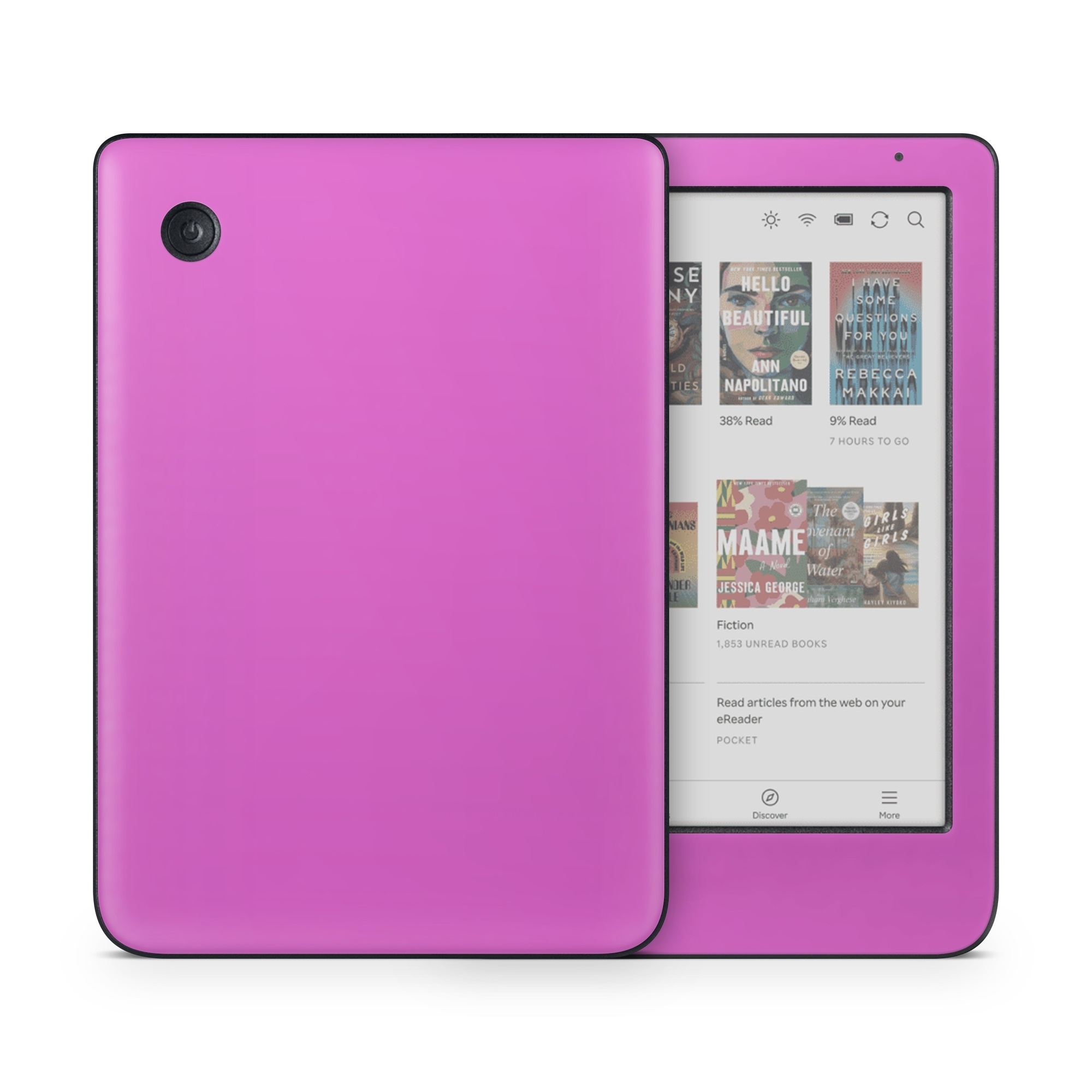 Kobo Clara Colour Skin design of Violet, Pink, Purple, Red, Lilac, Magenta, Blue, Lavender, Text, Sky, with pink colors