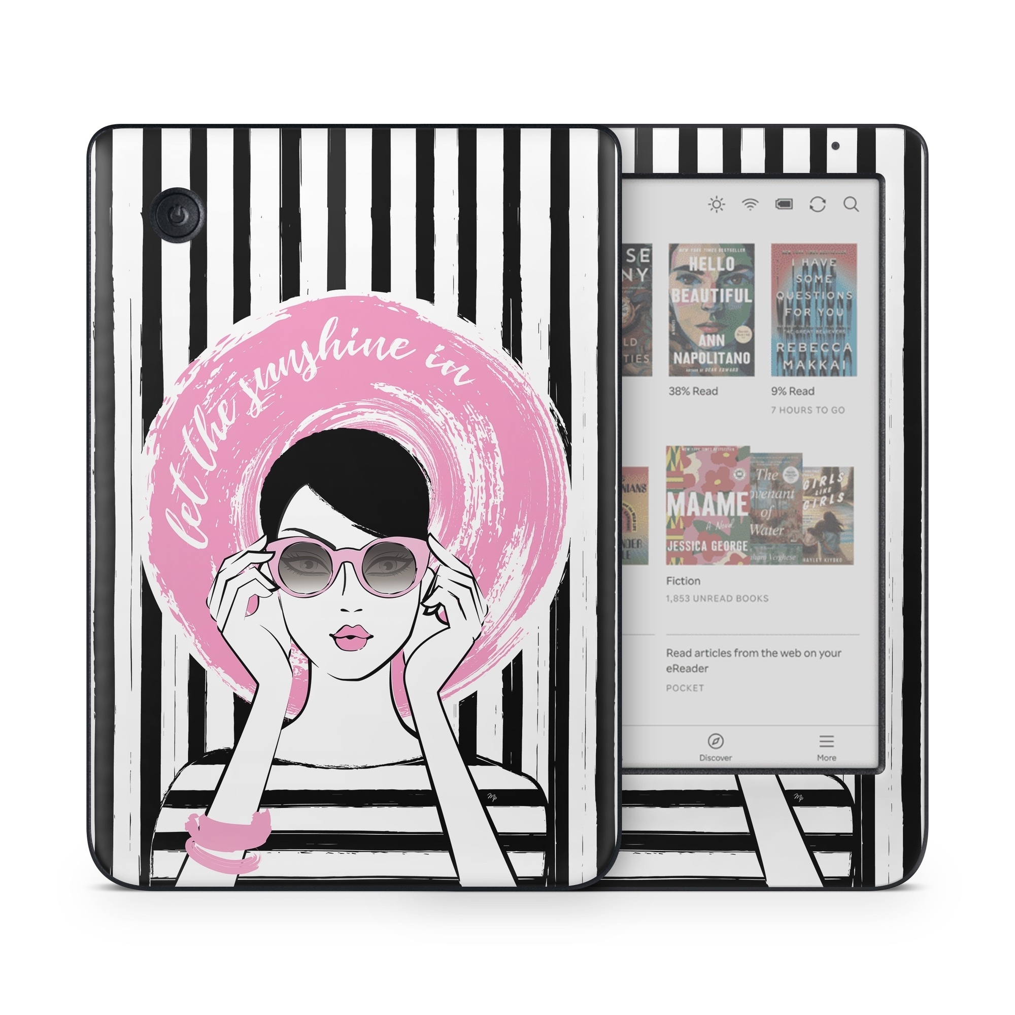 Kobo Clara Colour Skin design of Organ, Vision care, Purple, Pink, Violet, Font, Eyewear, Magenta, Line, Art, with black, white, pink, gray colors