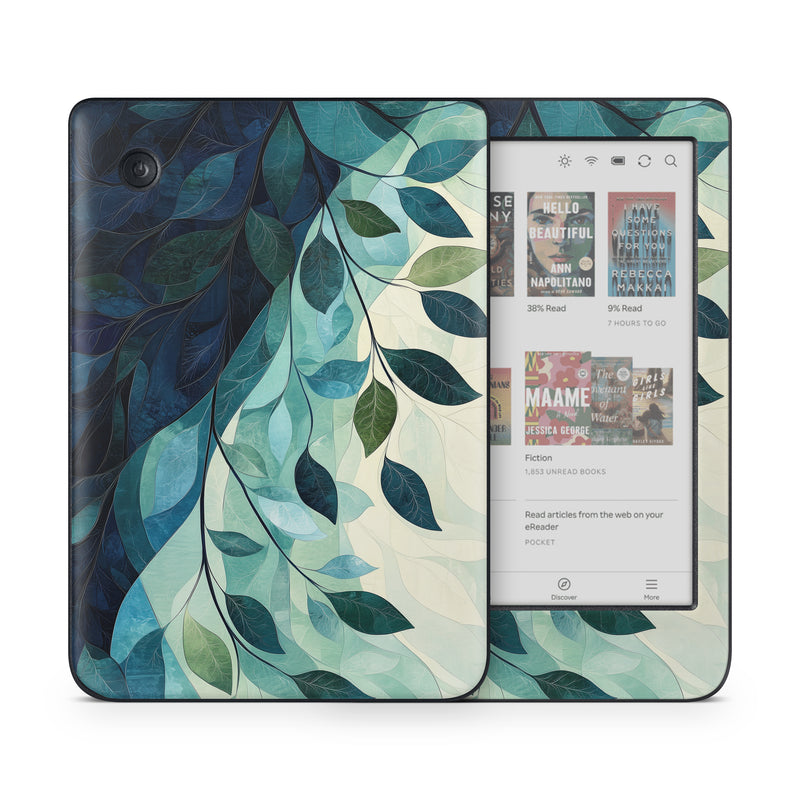 Kobo Clara Colour Skin design of Blue, Natural material, Modern art, Wallpaper, Paint, Motif, with white, blue, green, yellow colors