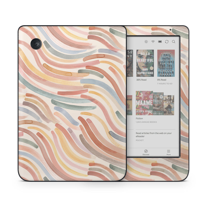 Kobo Clara Colour Skin design of Orange, Brown, Pink, Design, Wallpaper, Motif, Paint, Pattern, Mixture, Modern art, with white, brown, blue, green, yellow, red colors