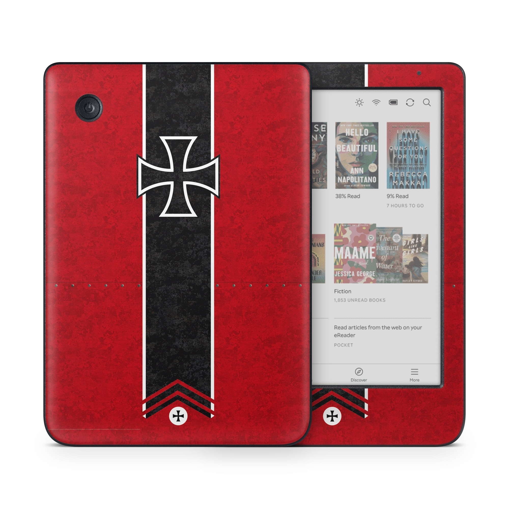 Kobo Clara Colour Skin design of Bullet, Holes, War, Red, Text, Carmine, Colorfulness, Maroon, Symbol, Coquelicot, with red, black, white, gray colors