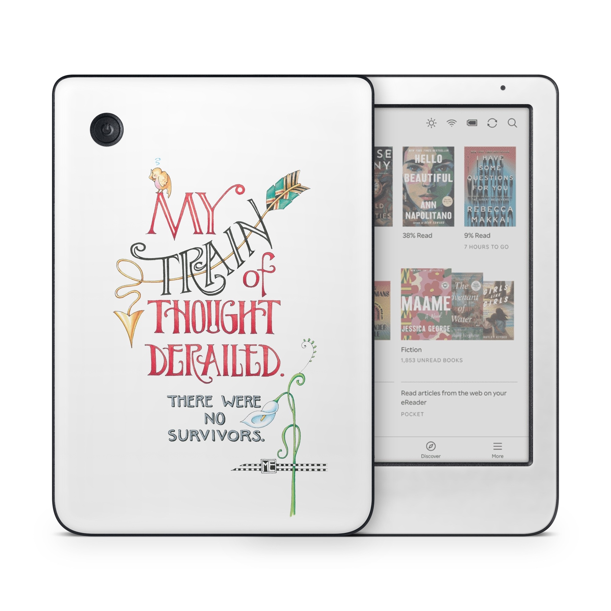 Kobo Clara Colour Skin design of Text, Font, Line, Illustration, Calligraphy, Graphic design, Art, with white, black, red, yellow, green, blue colors