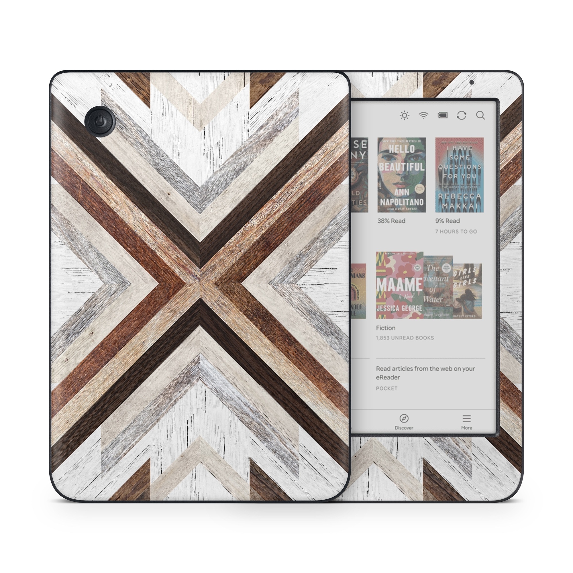 Kobo Clara Colour Skin design of Architecture, Line, Pattern, Brown, Symmetry, Wood, Design, Building, Facade, Material property, with white, brown, gray colors