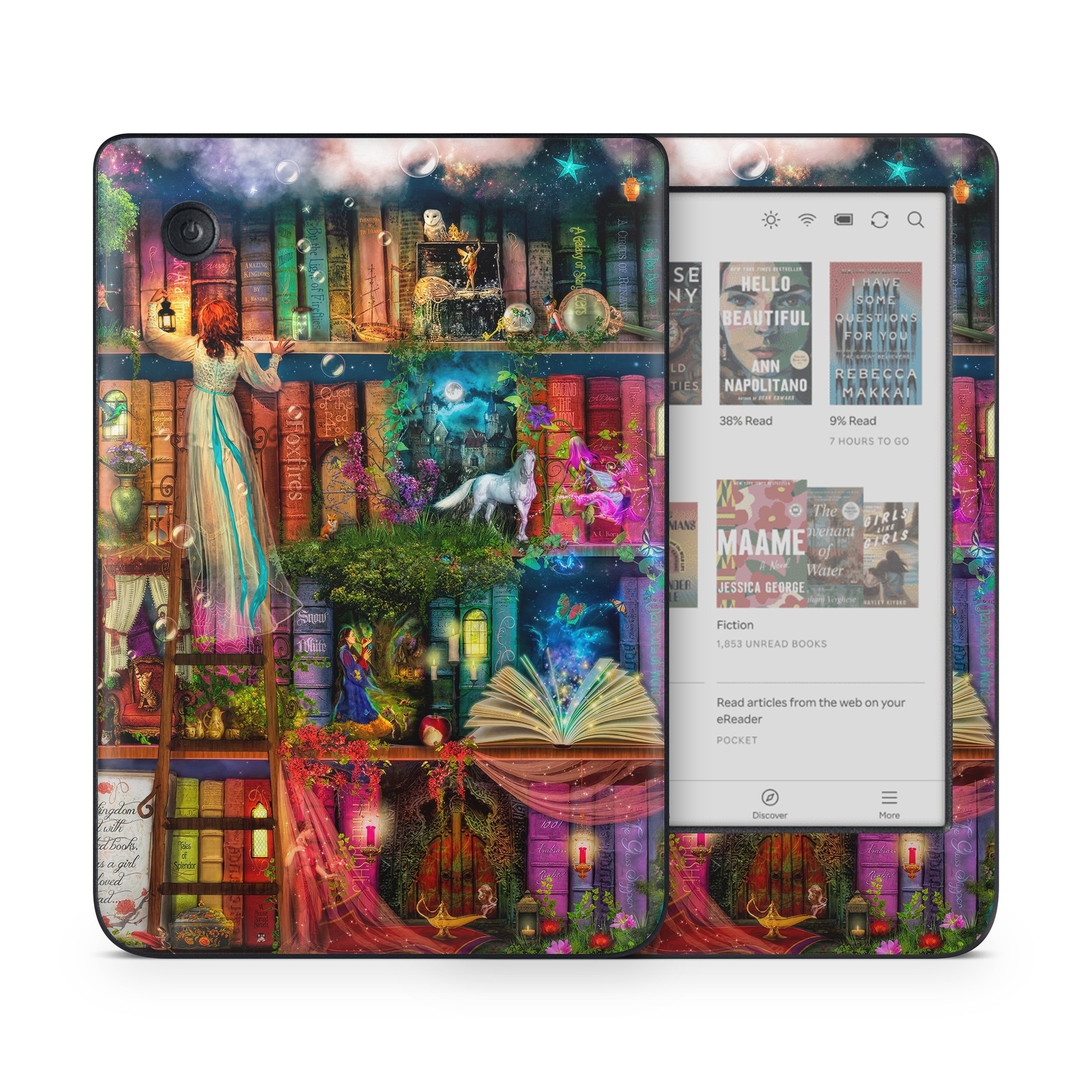 Kobo Clara Colour Skin design of Painting, Art, Theatrical scenery, with black, red, gray, green, blue colors