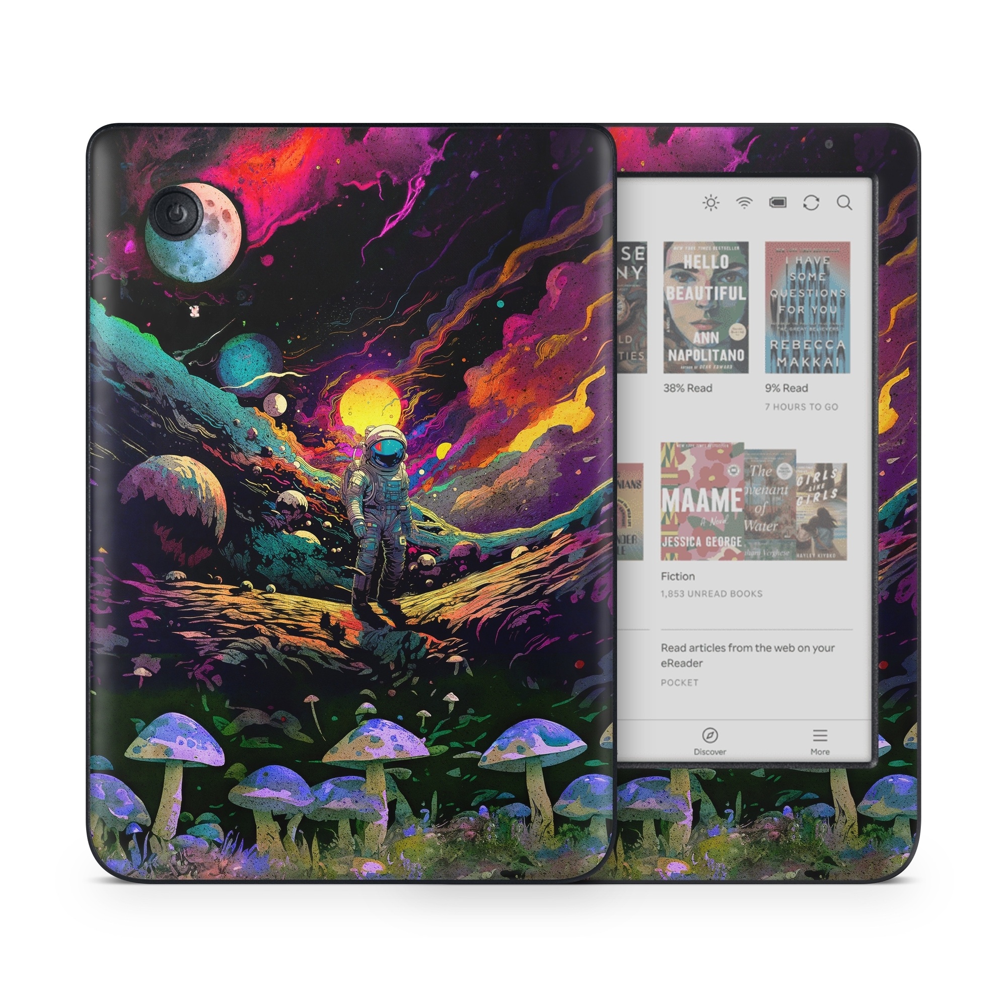 Kobo Clara Colour Skin design of Light, Nature, Purple, Umbrella, Plant, Art, Terrestrial plant, Natural landscape, Astronomical object, Space, with black, white, purple, red, gray, orange, yellow, blue, green, brown colors