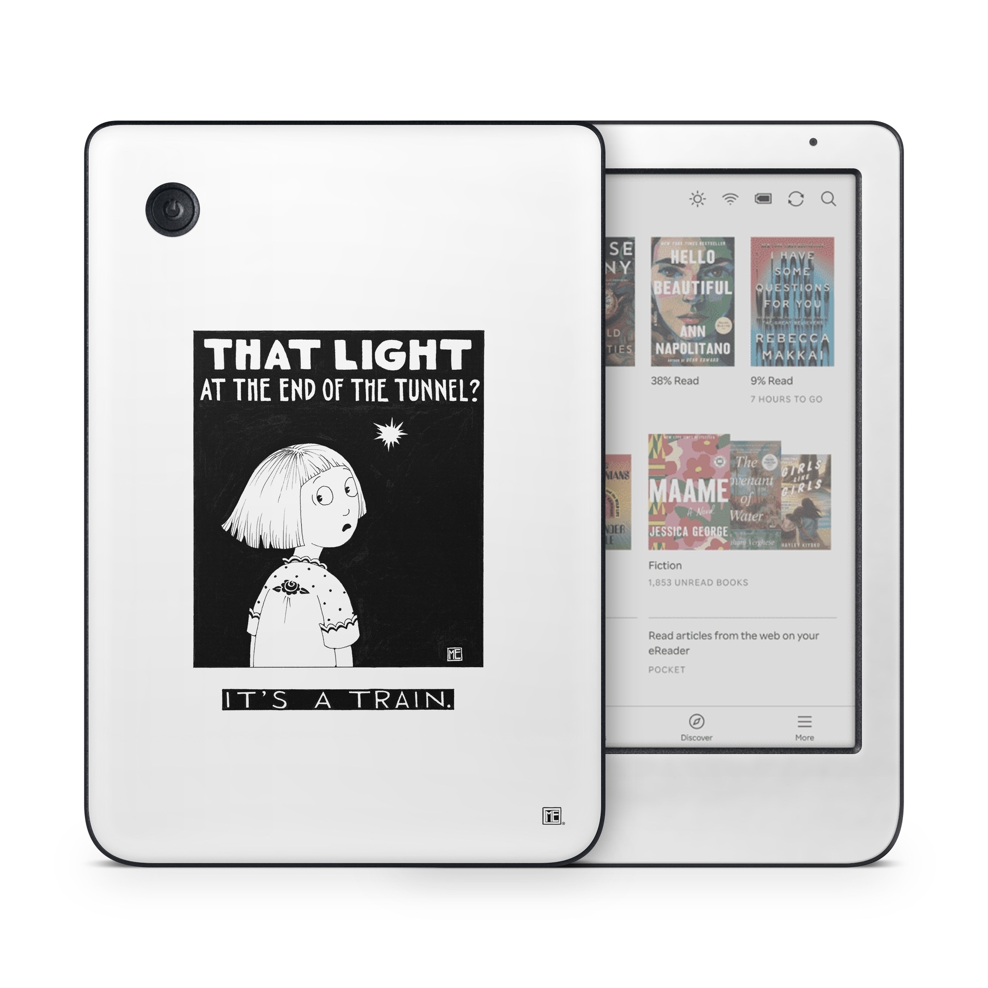 Kobo Clara Colour Skin design of Cartoon, Poster, Font, Black-and-white, Fictional character, Illustration, Coloring book, with black, white colors