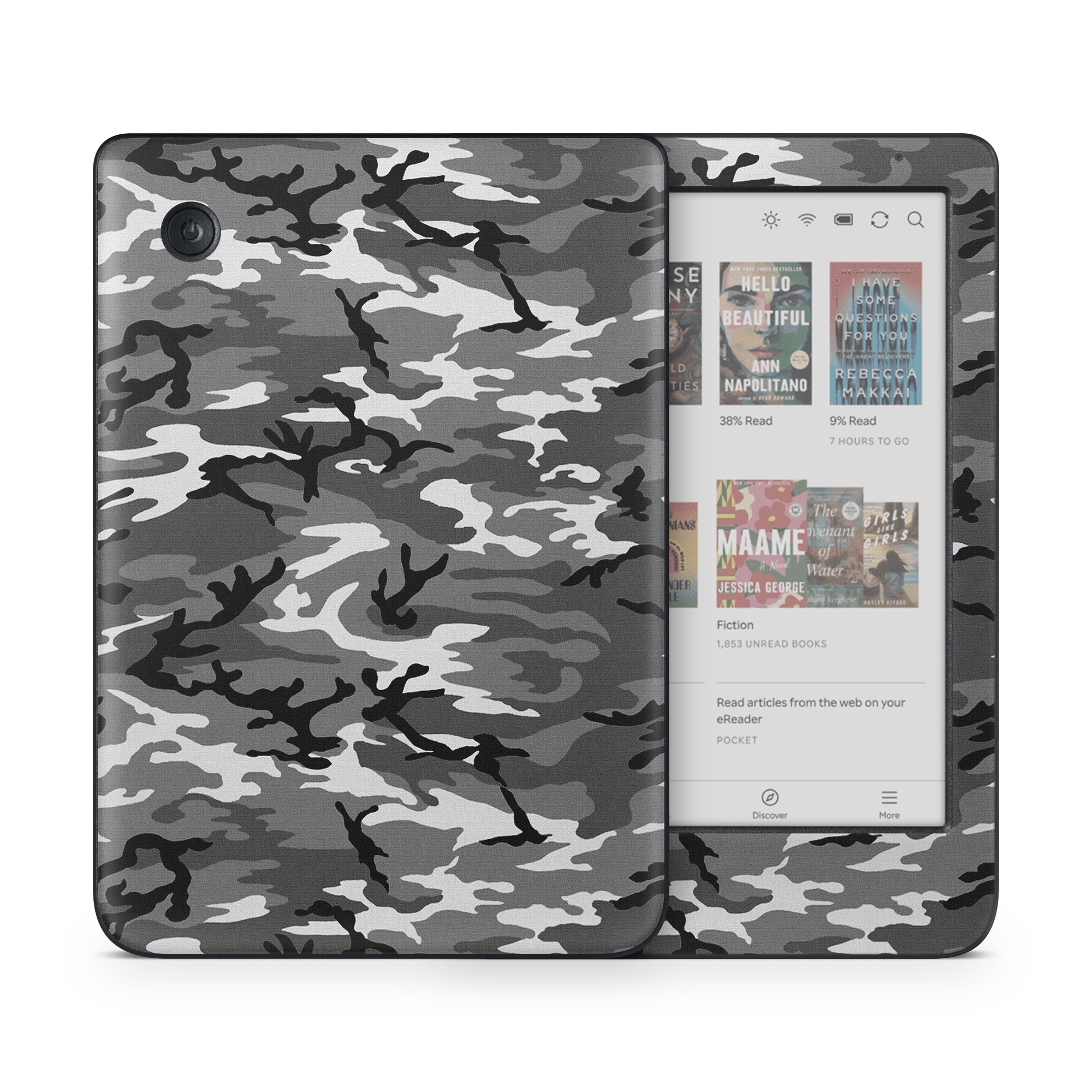 Kobo Clara Colour Skin design of Military camouflage, Pattern, Clothing, Camouflage, Uniform, Design, Textile, with black, gray colors