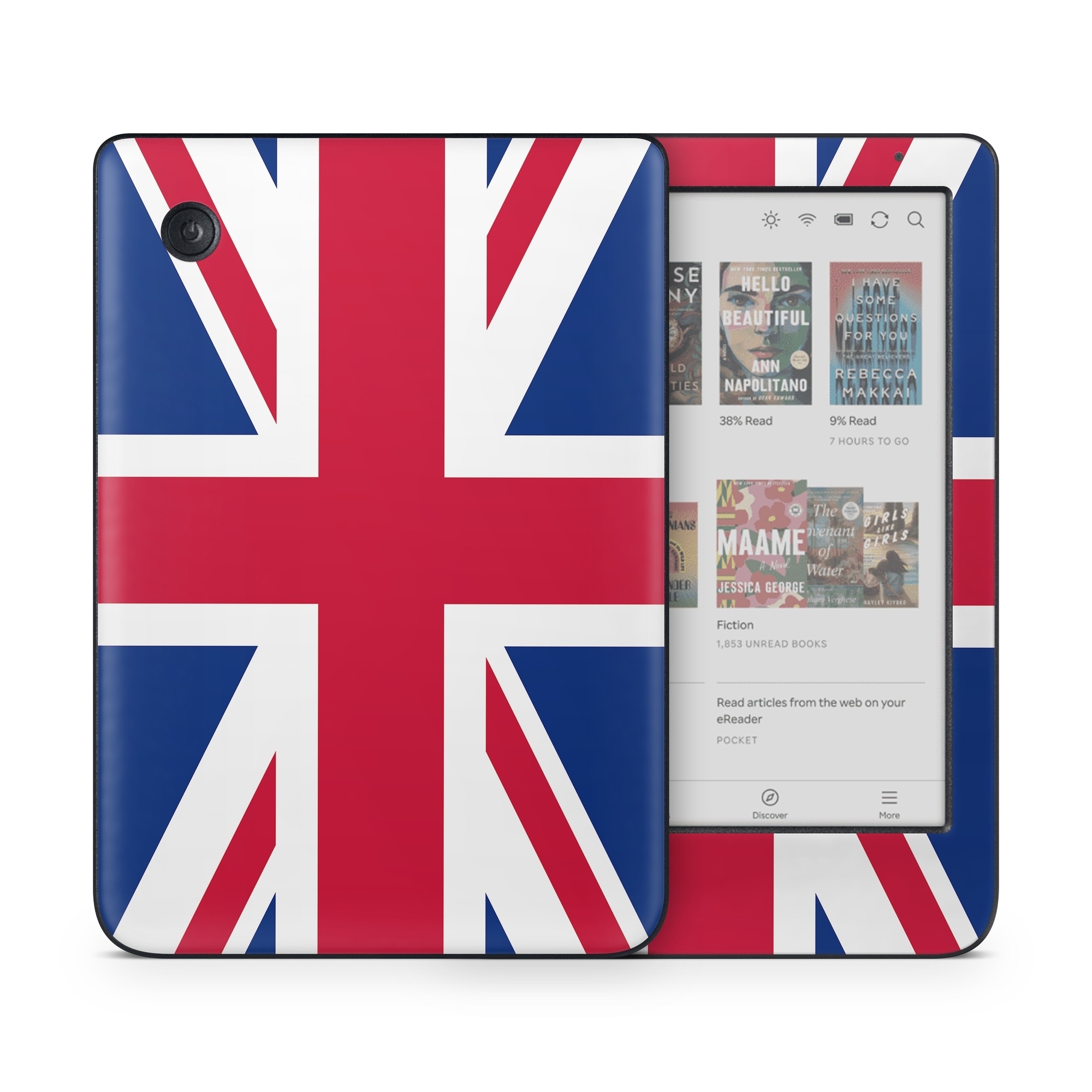 Kobo Clara Colour Skin design of Flag, Red, Line, Electric blue, Design, Font, Pattern, Parallel, Flag Day (USA), with red, white, blue colors