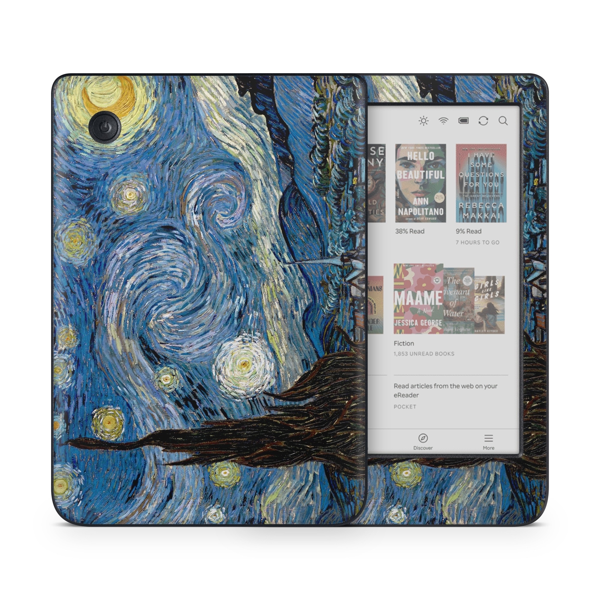 Kobo Clara Colour Skin design of Painting, Purple, Art, Tree, Illustration, Organism, Watercolor paint, Space, Modern art, Plant, with gray, black, blue, green colors