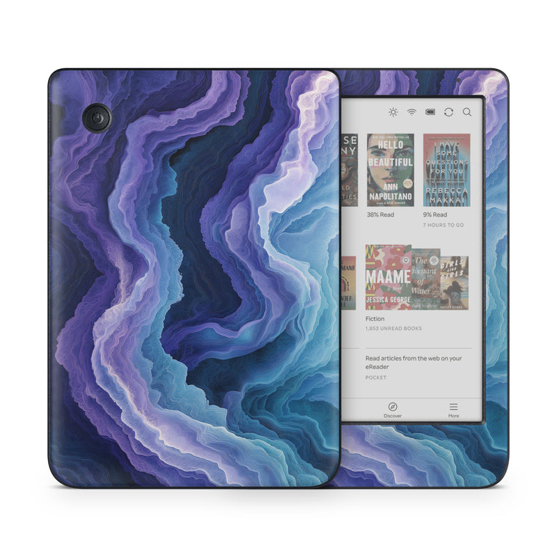 Kobo Clara Colour Skin design of Blue, Purple, Fractal art, with purple, blue, white, black colors