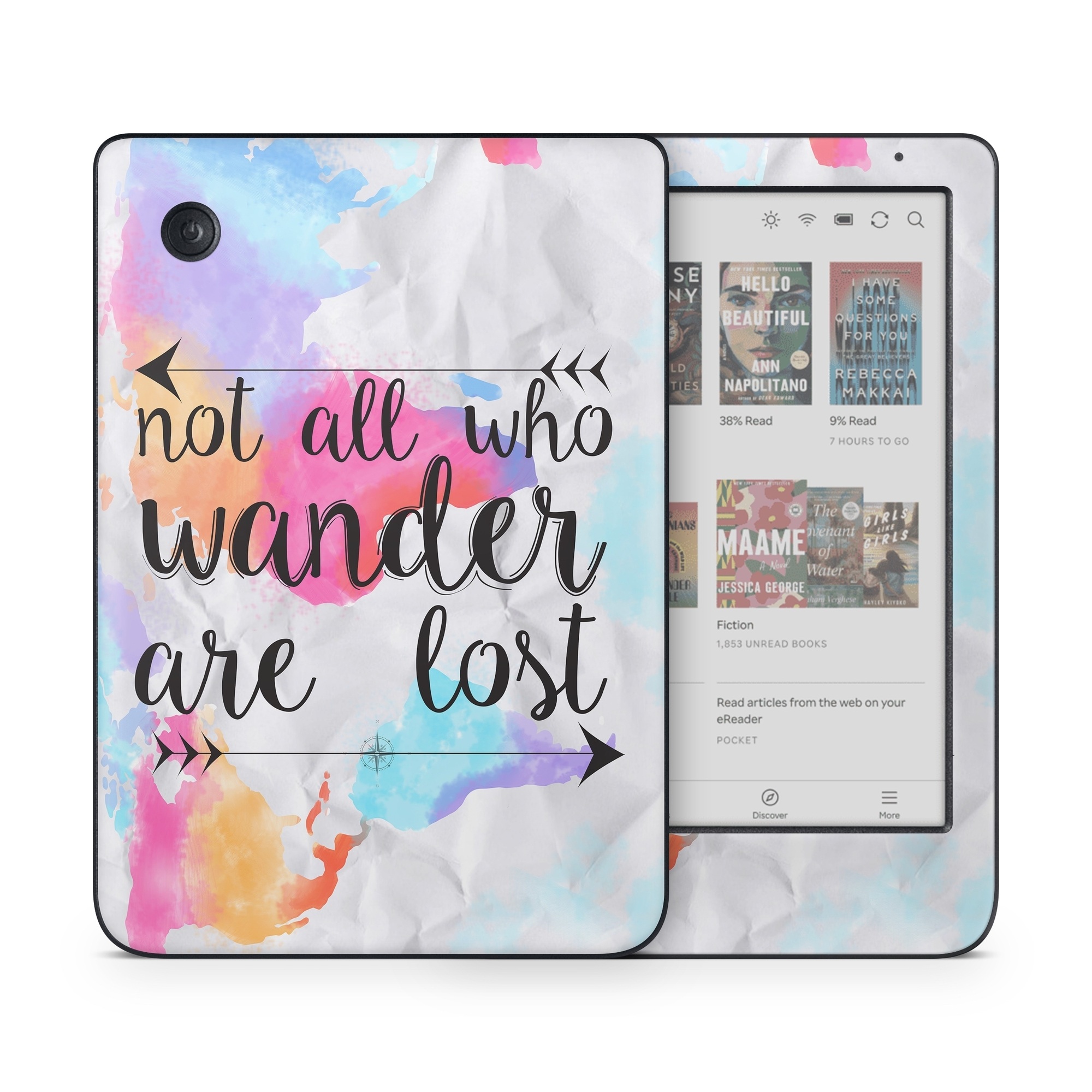 Kobo Clara Colour Skin design of Font, Text, Calligraphy, Graphics, with black, white, orange, pink, red, blue, purple, yellow colors