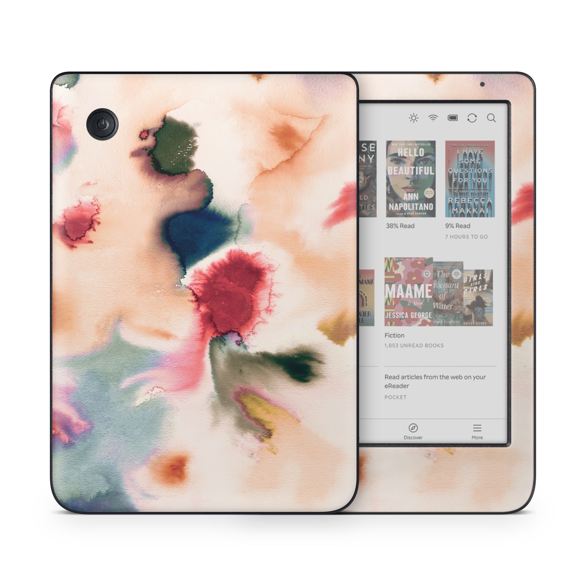 Kobo Clara Colour Skin design of Petal, Pink, Creative arts, Plant, Tints and shades, Art, Pattern, Porcelain, Close-up, Natural material, with white, blue, red, brown, orange, yellow, green colors