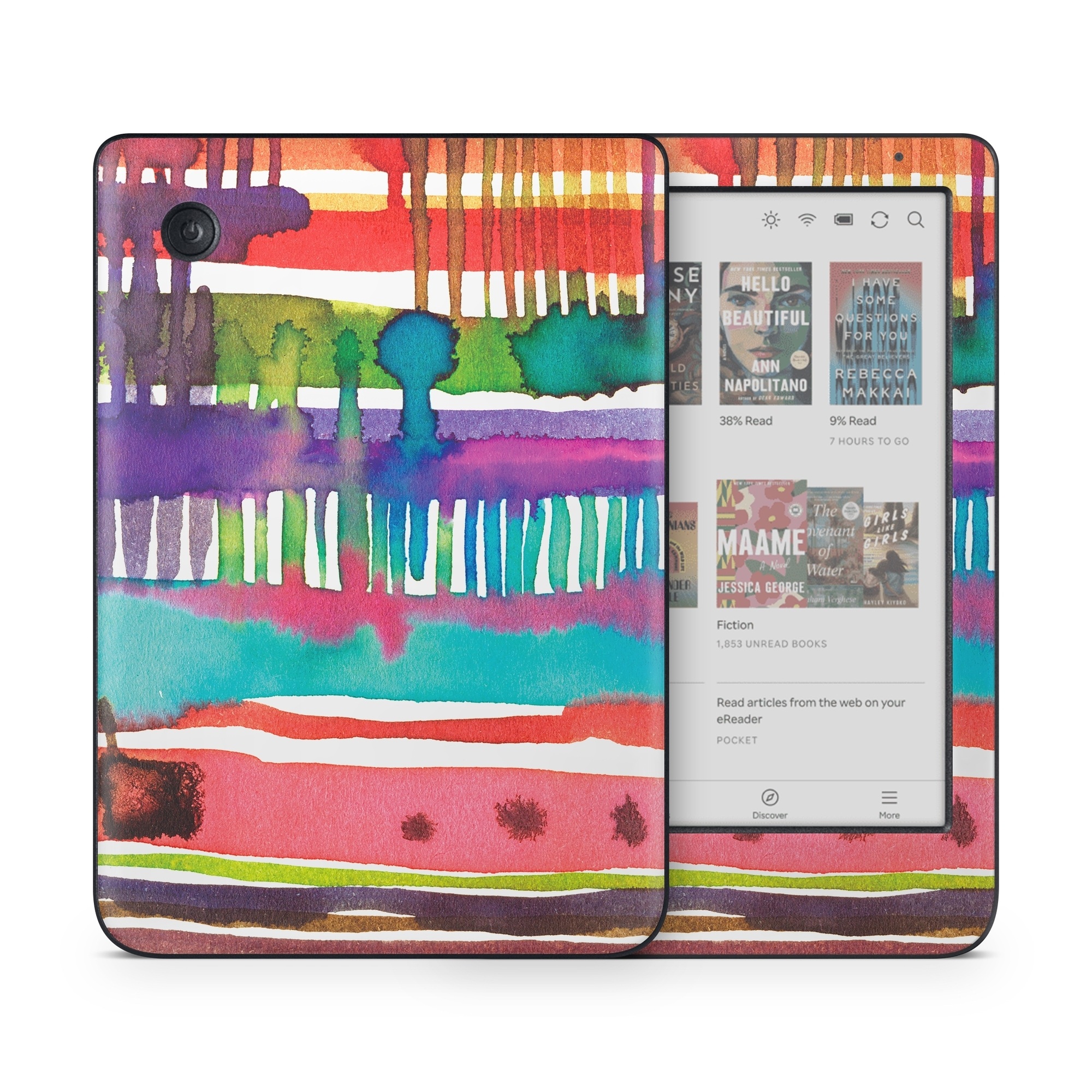 Kobo Clara Colour Skin design of Textile, Art, Magenta, Hair accessory, with white, red, orange, yellow, green, blue, purple, brown, pink colors