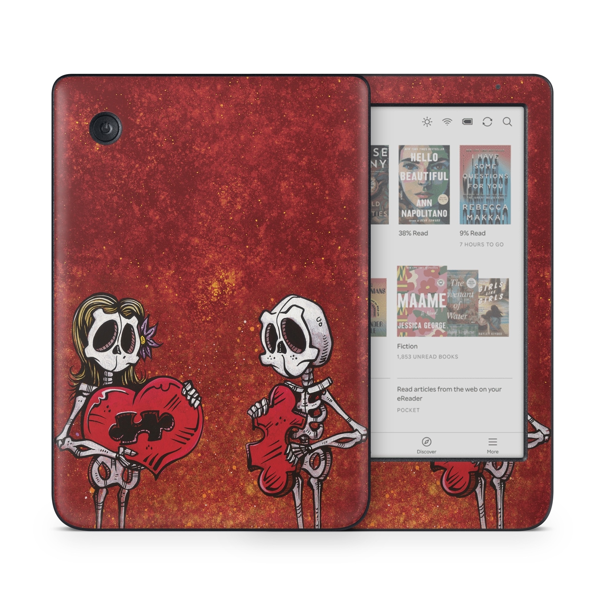Kobo Clara Colour Skin design of Font, Tints and shades, Bone, Art, Skull, Pattern, Creative arts, Carmine, Visual arts, Rectangle, with white, black, gray, brown, red, yellow, orange colors
