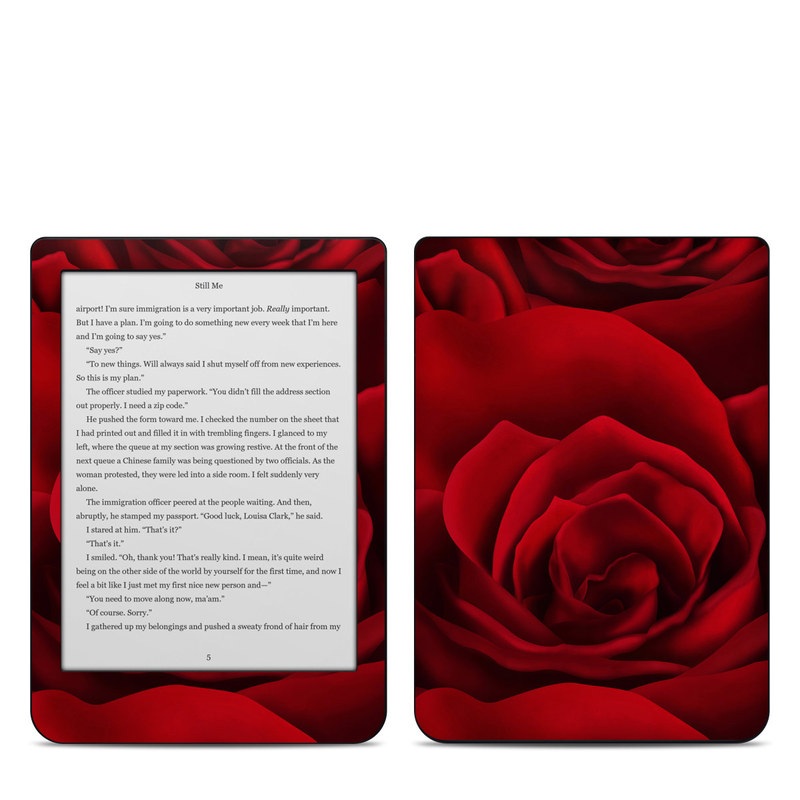 Kobo Clara HD Skin design of Red, Garden roses, Rose, Petal, Flower, Nature, Floribunda, Rose family, Close-up, Plant, with black, red colors