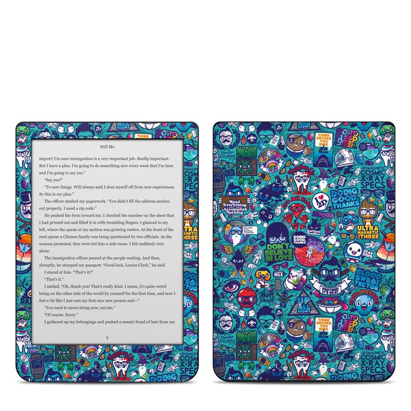 Kobo Clara HD Skin design of Art, Visual arts, Illustration, Graphic design, Psychedelic art, with blue, black, gray, red, green colors