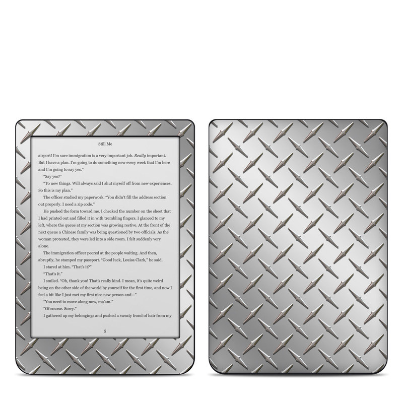 Kobo Clara HD Skin design of Pattern, Metal, Line, Design, Steel, Parallel, Tile, Beige, Flooring, with gray colors