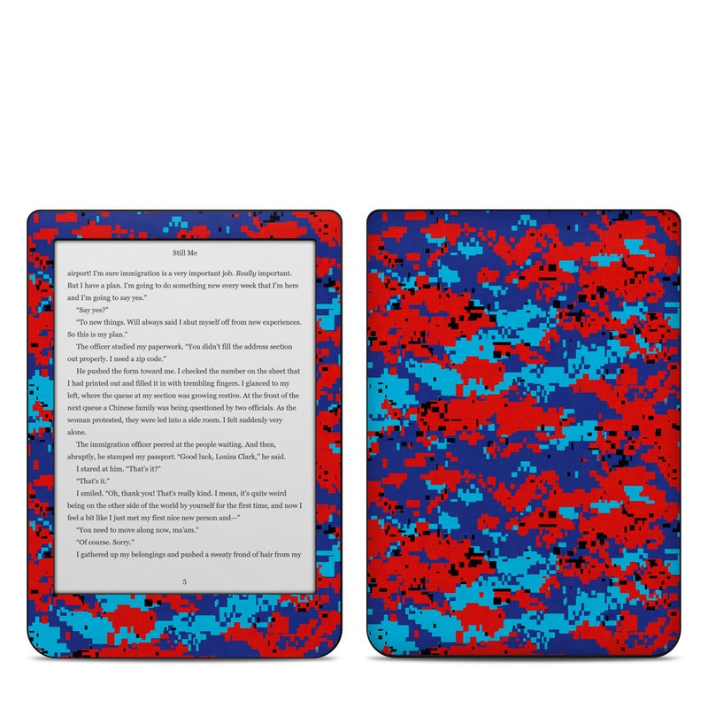 Kobo Clara HD Skin design of Blue, Red, Pattern, Textile, Electric blue, with blue, red colors