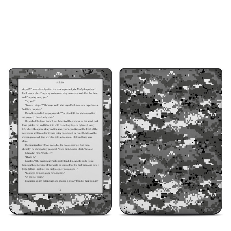 Kobo Clara HD Skin design of Military camouflage, Pattern, Camouflage, Design, Uniform, Metal, Black-and-white, with black, gray colors