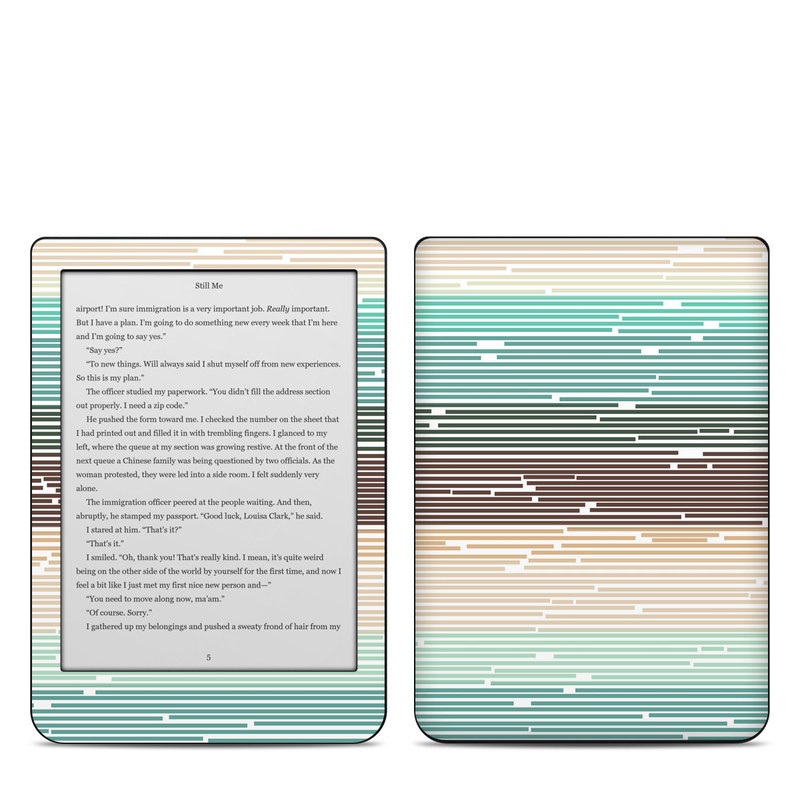 Kobo Clara HD Skin design of Line, Parallel, Pattern, with blue, brown, yellow, orange colors