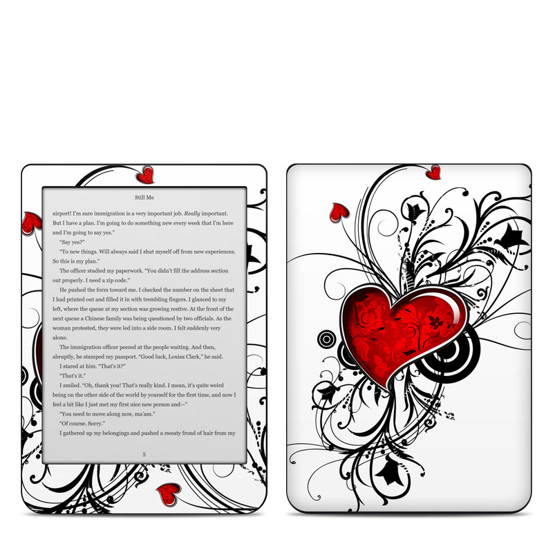 Kobo Clara HD Skin design of Heart, Line art, Love, Clip art, Plant, Graphic design, Illustration, with white, gray, black, red colors