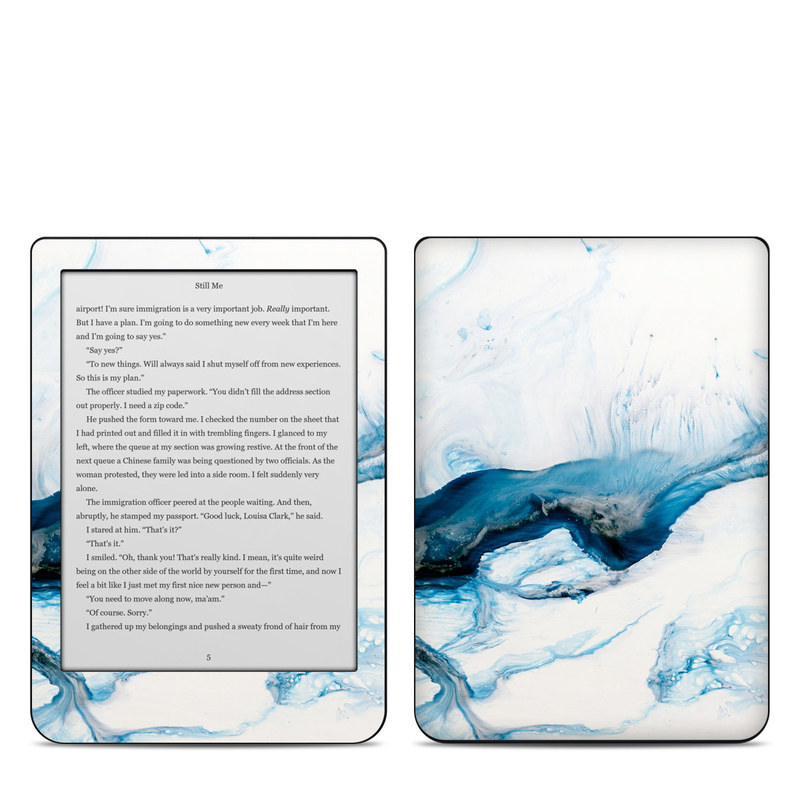 Kobo Clara HD Skin design of Glacial landform, Blue, Water, Glacier, Sky, Arctic, Ice cap, Watercolor paint, Drawing, Art, with white, blue, black colors