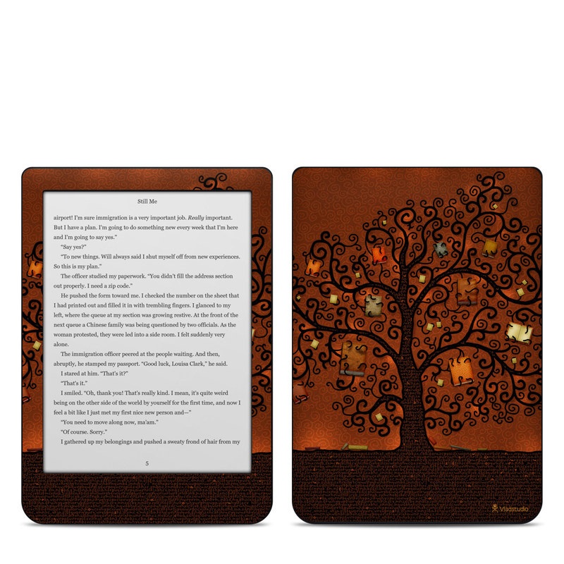 Kobo Clara HD Skin design of Tree, Brown, Leaf, Plant, Woody plant, Branch, Visual arts, Font, Pattern, Art, with black colors