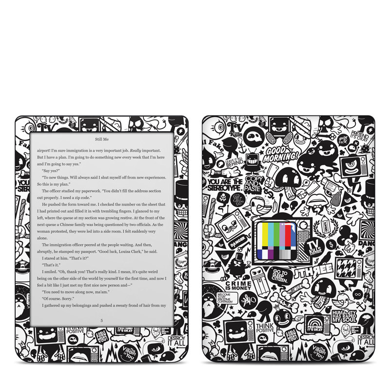 Kobo Clara HD Skin design of Pattern, Drawing, Doodle, Design, Visual arts, Font, Black-and-white, Monochrome, Illustration, Art, with gray, black, white colors