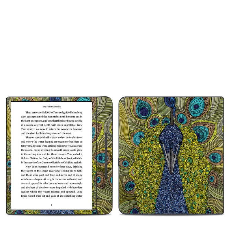 Kobo Forma Skin design of Peafowl, Bird, Feather, Pattern, Art, Phasianidae, Galliformes, Design, Psychedelic art, Symmetry, with green, blue, yellow colors