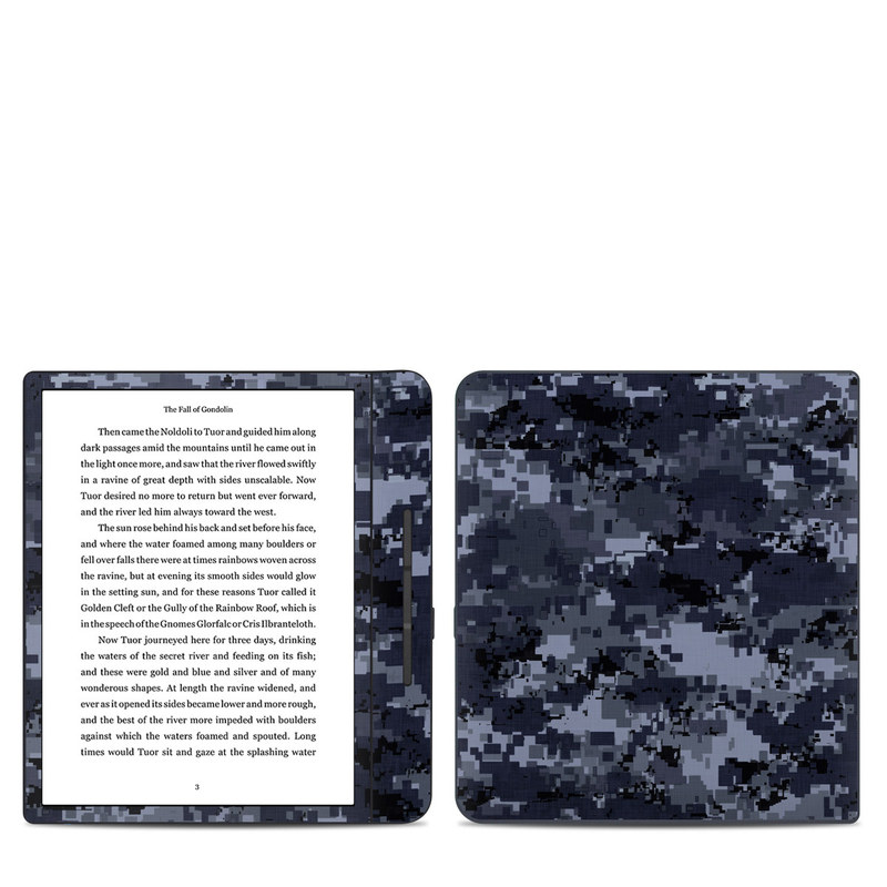 Kobo Forma Skin design of Military camouflage, Black, Pattern, Blue, Camouflage, Design, Uniform, Textile, Black-and-white, Space, with black, gray, blue colors