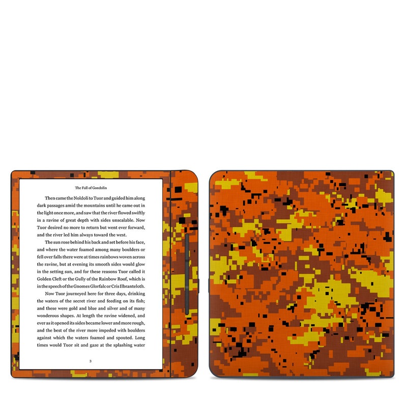 Kobo Forma Skin design of Orange, Yellow, Leaf, Tree, Pattern, Autumn, Plant, Deciduous, with red, green, black colors