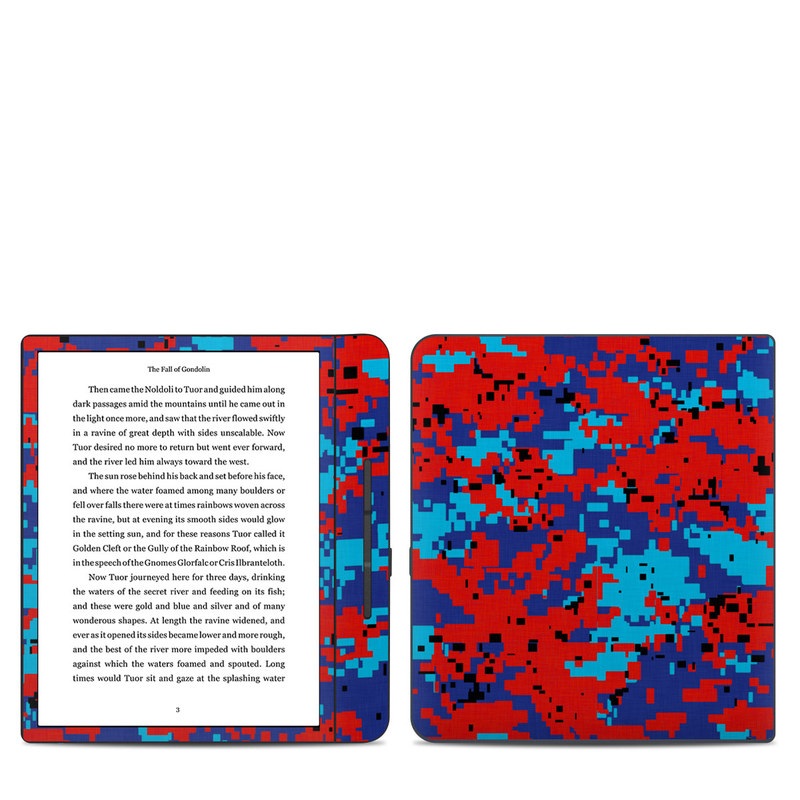 Kobo Forma Skin design of Blue, Red, Pattern, Textile, Electric blue, with blue, red colors