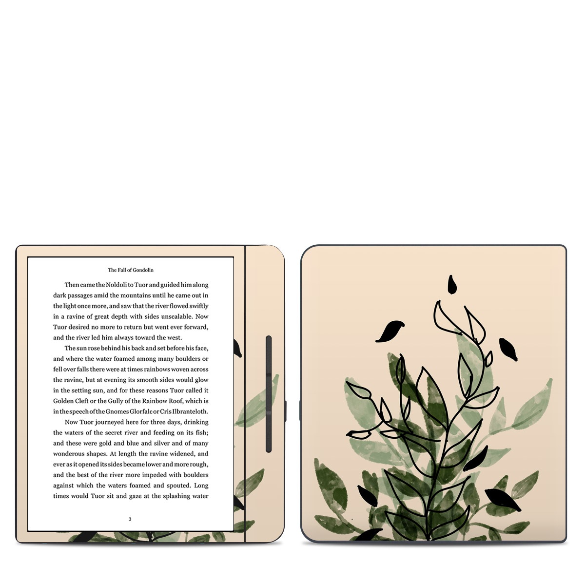 Kobo Forma Skin design of Leaf, Plant, Botany, Branch, Flower, Plant Stem, Pedicel, Twig, Illustration, with green, black, brown colors