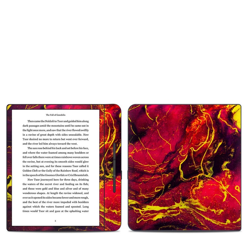 Kobo Forma Skin design of Red, Purple, Geological phenomenon, Pattern, Fractal art, Art, Fictional character, Graphics, with red, yellow, black colors