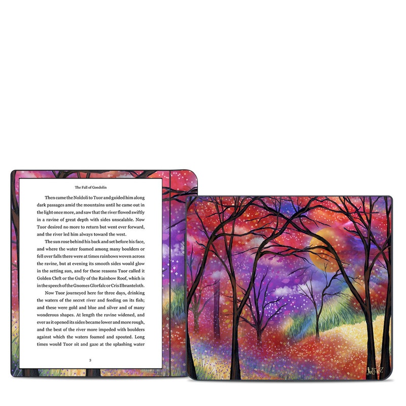 Kobo Forma Skin design of Nature, Tree, Natural landscape, Painting, Watercolor paint, Branch, Acrylic paint, Purple, Modern art, Leaf, with red, purple, black, gray, green, blue colors