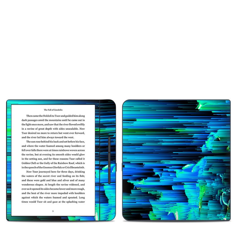 Kobo Forma Skin design of Blue, Green, Turquoise, Light, Colorfulness, Electric blue, with blue, green, black, white colors