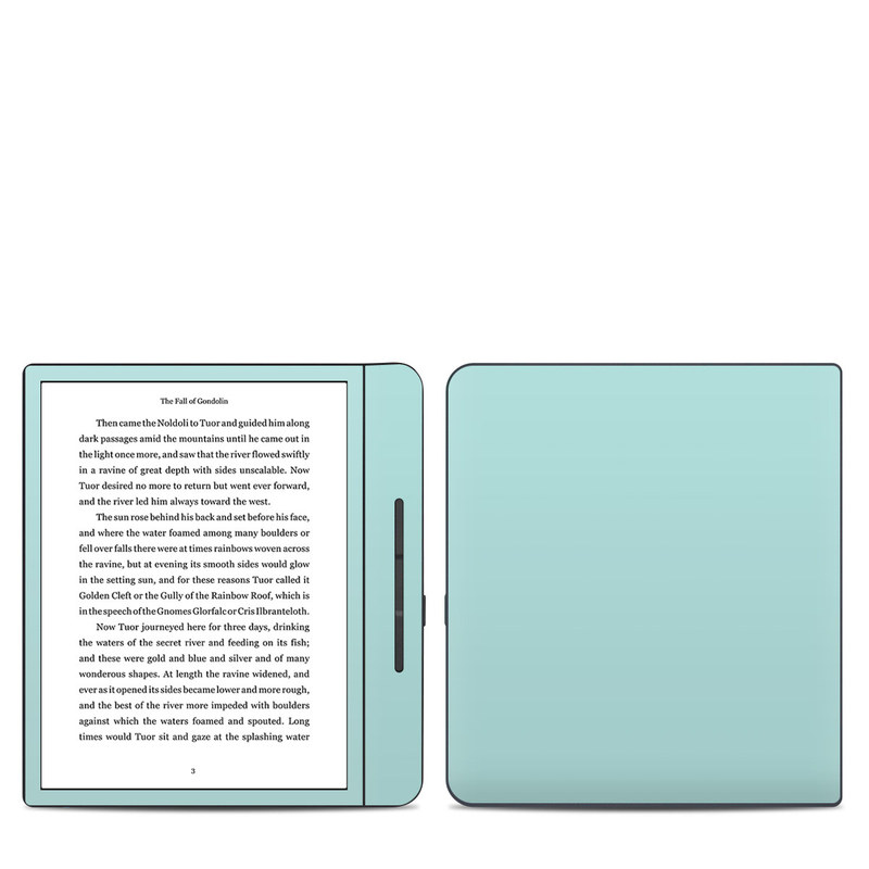 Kobo Forma Skin design of Green, Blue, Aqua, Turquoise, Teal, Azure, Text, Daytime, Yellow, Sky, with blue colors