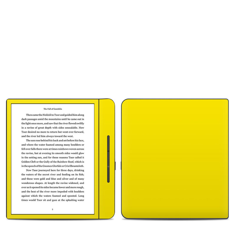Kobo Forma Skin design of Green, Yellow, Orange, Text, Font, with yellow colors
